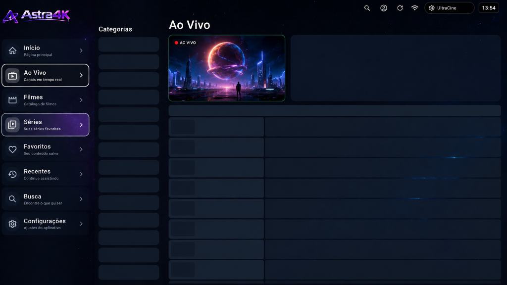 Astra4K em tela de TV